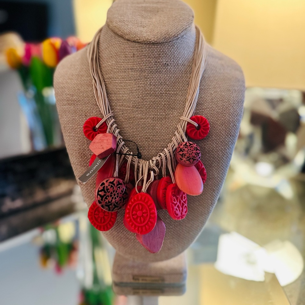 Chico's Vibrant Red and Pink Necklace